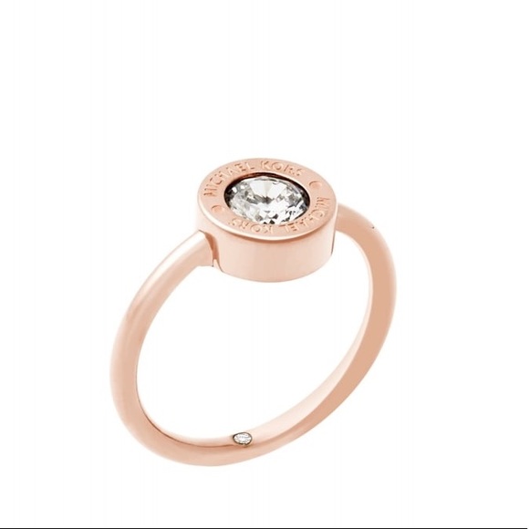 NWT MICHAEL KORS Brilliance Rose Gold Crystal Ring - Picture 7 of 7
